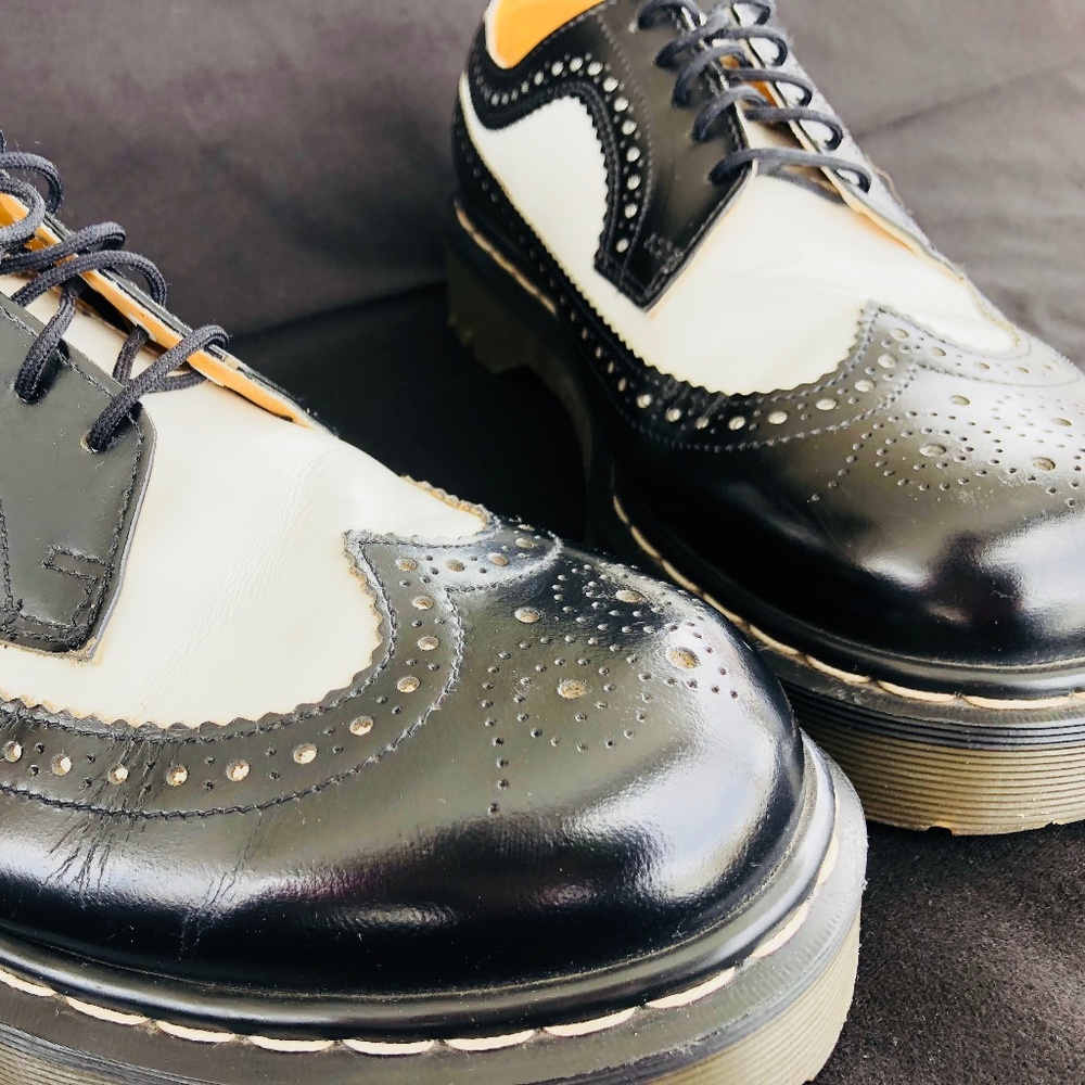 Dr. Martens Black and White Wingtip Brogues
